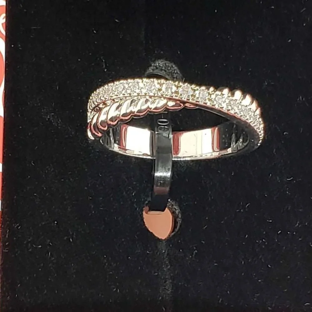Brand New 18k White Gold Plated ring with cubic zirconia stones